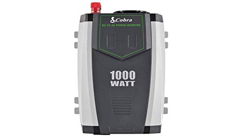 Cobra CPI1090 Portable Power Inverter – 1000 Watt Car Charger, 2 Grounded AC Outlets, 12 Volt 2.4 Amp USB Port, Survival Gear, Camping Accessories