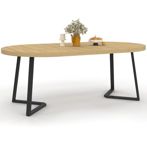 IDMarket - Mesa de Comedor Extensible Redonda Selma 4-10 Personas Madera y Negro 110-200 cm