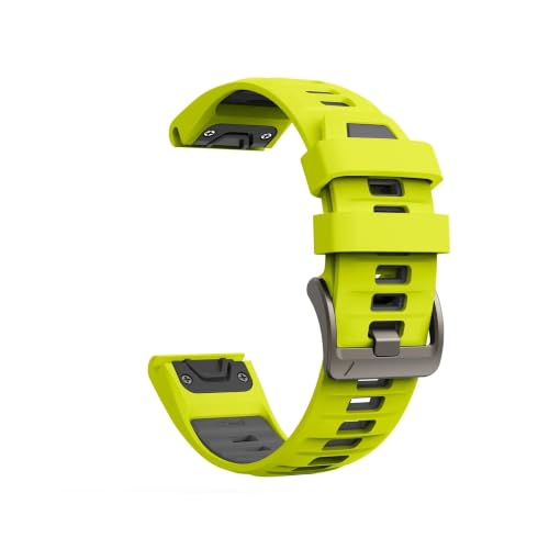 guoren Correa de Silicona de 22mm y 26mm fit for Garmin Fenix 8 E 7 7X 6 6X Pro 5X 5 Plus Forerunner 955 965 970 Tactix 8(Lime Yellow,26mm)