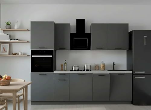 Genérico Muebles Cocina Completas 265 cms Muebles Color Gris Grafito Torre Horno ref-208B