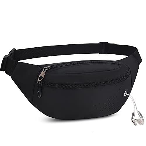 Marsupio Sportivo Uomo Donna Grande con 3 Zip Tasche Cintura Regolabile e Dotato di jack per cuffie...