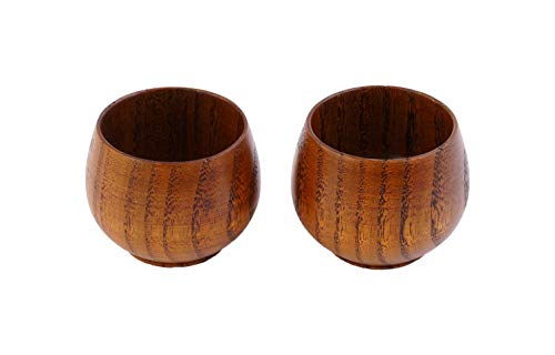 Traditional Handmade Jujube Wood Sake Cup Set of 2, Natural Solid Wooden Shot