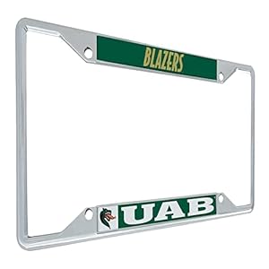University of Alabama at Birmingham License Plate Frame UAB Blazers Metal Plate Holder for Front or Back of Car Officially Licensed (Mascot)