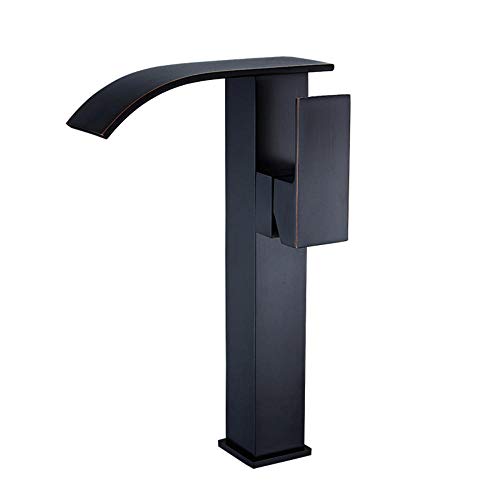 Robinet de lavabo en laiton noir mat haut de gamme avec jet cascade design