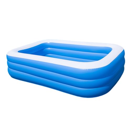 Piscina inflable para adolescente y Adultos Piscina Hinchable Rectangular Suave y anticolisión Piscina doméstica engrosada de tres anillos de color azul y blanco Piscina Familiar,Piscina de Jardin