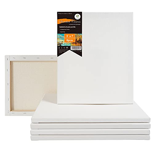 CONDA 5x7 inch Stretched Canvas for Painting, Pack of 6,...