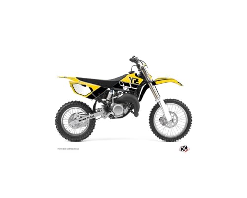 Kit déco Yamaha 85 YZ jaune vintage autocollants résistants pour carénage moto cross YZ85