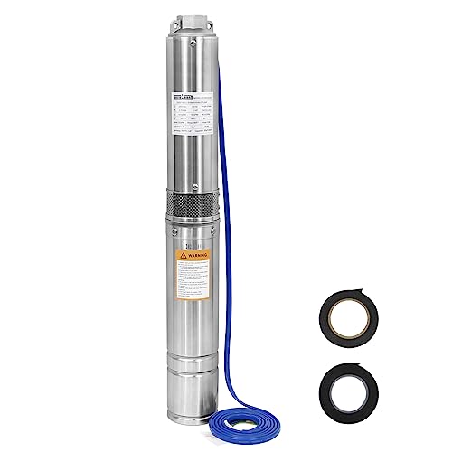 Wassermann 4STM4-6/230 4 Inch Deep Well Submersible Pump With 10Ft Cable,1Hp,220V/60Hz,33Gpm,190Ft Head,Stainless Steel Submersible Well Pumps Borehole Water Pump cover