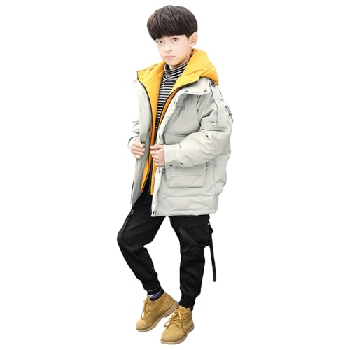Boy's Hooded Jacket Winter Puffer Coats Zip Windbreaker Warm Outerwear for 3-12 Years4