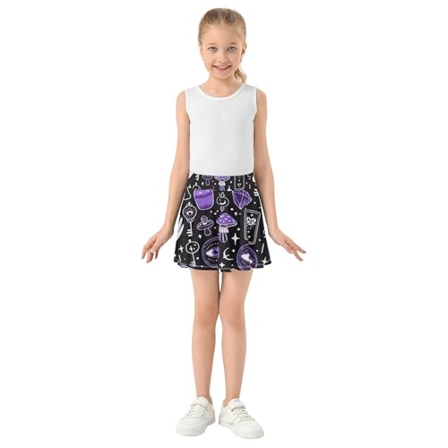 Skirts with Shorts Purple Mushrooms Black Athletic Shorts Girls Skorts Dance Little Girl 4t3
