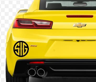 Image of SIG Decal - Multi Colors - (2 X 2 Black & Clear) - Vinyl Car Bumper Sticker, Gun, Truck, Window, Motorcycle, Helmet, Bumper, Laptop