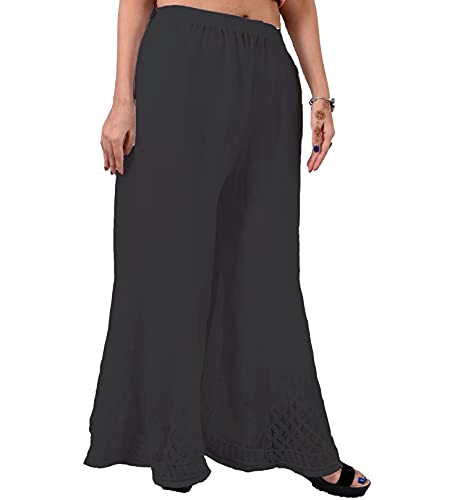 Image of Lavangi Women Lucknow Chikankari Hand Embroidered Chifffon Palazzo /Sharara (Free Size)