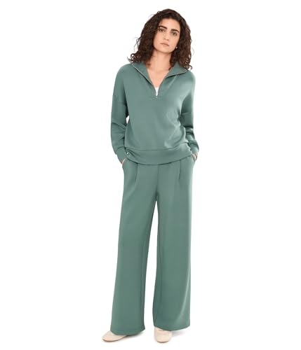 Image of Varley, Women's, Hawley 1 /2 Zip Sweat, Dark Forest, Medium