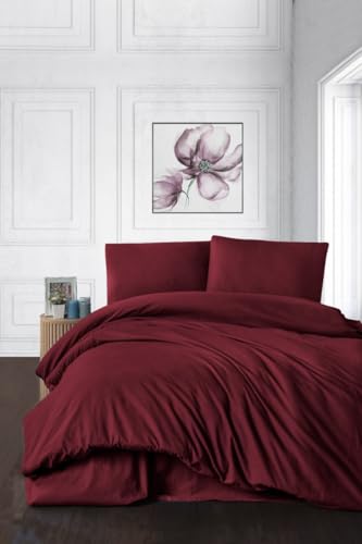 Housse de couette flanelle 100% coton de qualité supérieure bordeaux