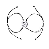 ROHCGHC Pulsera de cuentas de jade, Pulsera de pareja Taiji, dos peces, tótem Bagua hecho a mano, buena amistad, cuerda, un par trajes