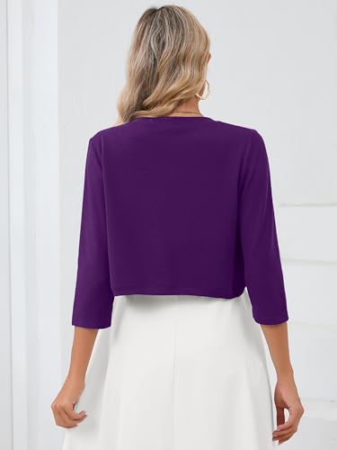 Image of Heymoments Women's 3 /4 Sleeve Casual Shrugs Lightweight Open Front Cropped Cardigan for Dresses