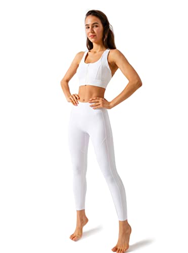High Waisted Workout Leggings With Pockets For Women Squat Proof, 4 Way Stretch Buttery Soft Yoga Pants White #TOP4