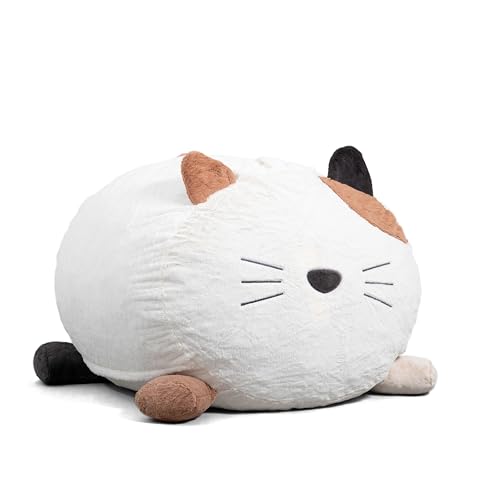 Image of Big Joe Wild Things Foam Filled Animal Bean Bag Chair with Removable Cover, Francesca Feline Snugglepuff, Soft Faux Fur, 4 feet Big