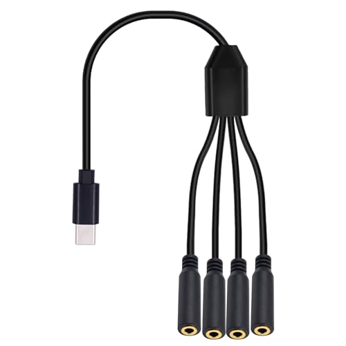Cable divisor USB C a 3,5 mm multiplexor de audio sin pérdida para cuatro auriculares estéreo