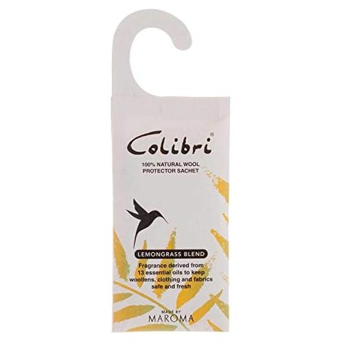 The Wool Company Colibri Natural Anti-Moth Hanging Wardrobe Sachet in Lemongrass | Natural Moth Repellent | No Mess Or Harmful Chemical Cover