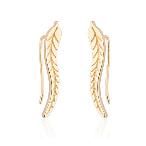 Frodete Vintage Jewelry Exquisite Gold/silver Leaf Earrings Modern Beautiful Feather Ear Stud Earrings For Women (gold) - Image 3
