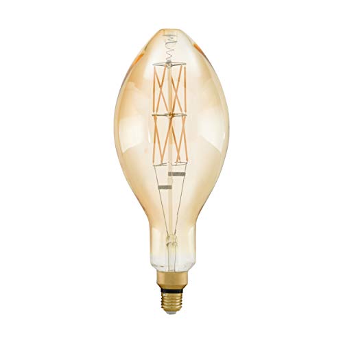 Eglo Dimmable E27 Filament LED Candle Light Bulb Big Size, Extra-Large Amber Vintage Edison lamp