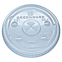 Fabri-Kal LGC1624 Greenware Cold Drink Lids Fits 16-18 24 oz Cups X-Slot Clear 1000/Carton