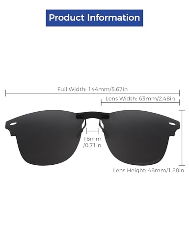 Polarized Clip-on Sunglasses for Ray-Ban Clubmaster RB3016 51-21 for Men Women UV Protection-Black3