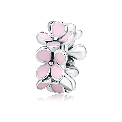 RUKYF 925 Sterling Silver Flower Crystal Bead Cover