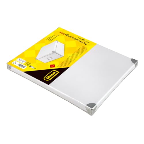 Idena 10519 - Aufbewahrungsbox aus festem Karton, Deckel mit verstärkten Kanten aus Metall, Allzweck-Box in Weiß inklusive Beschriftungsfeld, für Ordnung im Haushalt, Büro und Arbeitszimme
