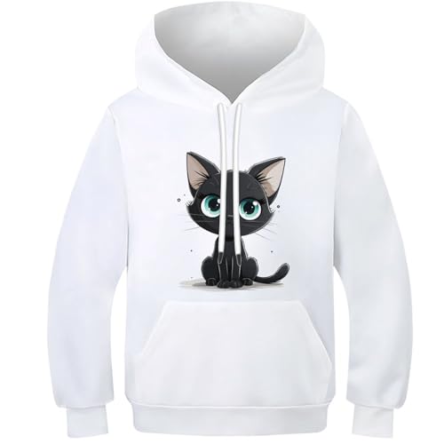 Sweat garçon motif chaton 3D - Pullover à capuche ado 6-15 ans