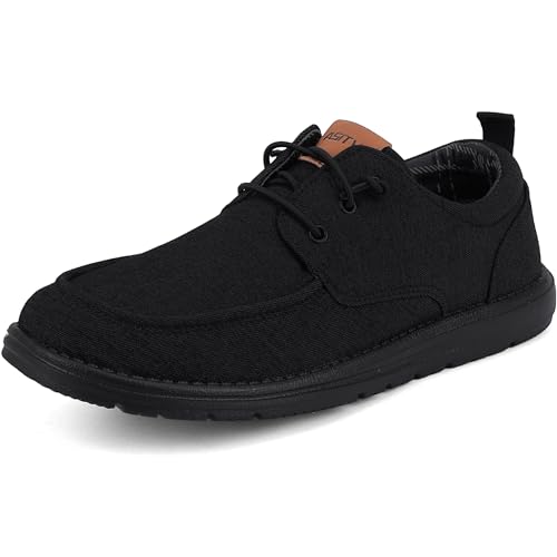 Image of ASITVO Men's Wide Canvas Loafers Slip on Boat Walking Shoes Casual Dress | Big Size Width Toe Box