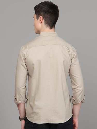 Image of Majestic Man Classic Slim Fit Solid Cotton Casual Shirt with Button-Down Collar