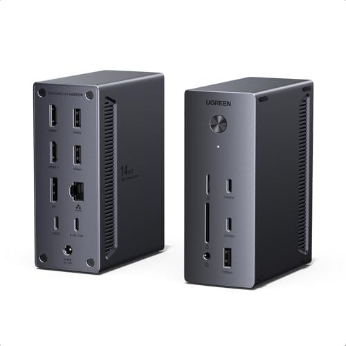 UGREEN Docking Station 3 Monitore Windows-Laptop, 2x HDMI 4K@60Hz + DP 8K | Nicht für Mac, 27W Handy-Laden, 3x 10 Gbps USB Ports, Gigabit LAN, SD/TF