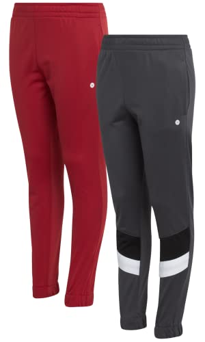 Rbx Boy's Sweatpants - 2 Pack Active Tricot Jogger Pants (Size: 2T-20), Size 10-12, Medium Grey/Red #TOP5