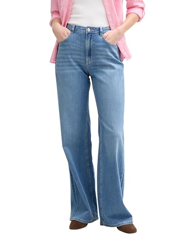 TOM TAILOR Pantalones Vaqueros de Pierna Ancha para Mujer, 10118 Used Light Stone Blue Denim, 27W x 32L