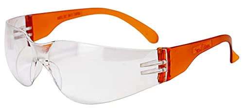 Image of BISON LIFE Clear /Orange Safety Glasses for Men & Women, ANSI Z87.1,144 Pack