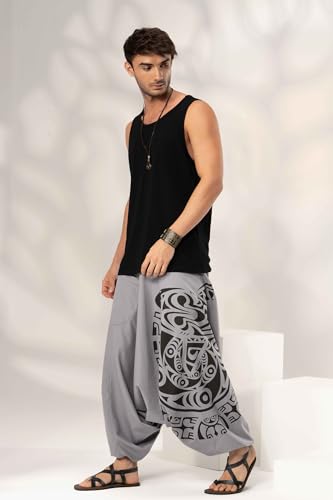Image of The Veshti Company Printed Harem Pants for Men's Cotton Hippie Style Baggy Boho Yoga Pajama Pant with Pocket