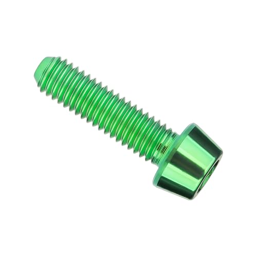 Image of Titanium Ti Bolt M5x9 16 18 20 25 30 35 40 45 50 55 60mm Tapered Head Screws Pack of 4 (M5x18mm, Green)