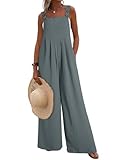 Dokotoo Loose Jumpsuits for Women Overalls Oversized Solid Color Casual Wide Leg One Piece Sleeveless jumpsuit Long Pant Romper with Pockets 2025 Fashion Grey Large