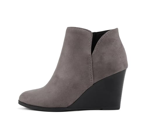 Image of Soda Ability - Mid Ankle Bootie w /Split Shaft and Zipper Stacked Wedge Heel