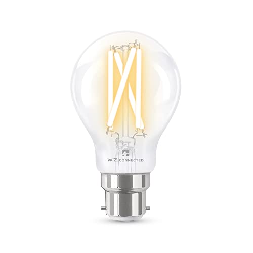 4lite Smart A60 B22 Clear Filament LED Bulb (8W) Dimmable 850Lm 2700-6500K Tuneable White, Wi-Fi/Bluetooth Controlled with Bayonet Fitting - 4l1/8009