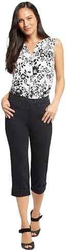 NYDJ Damen Marilyn Crop Cuff Jeans, Schwarz, 6 20.5