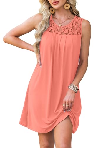 Summer Dresses for Women Sleeveless Lace Crewneck Sundress (S-3XL)2