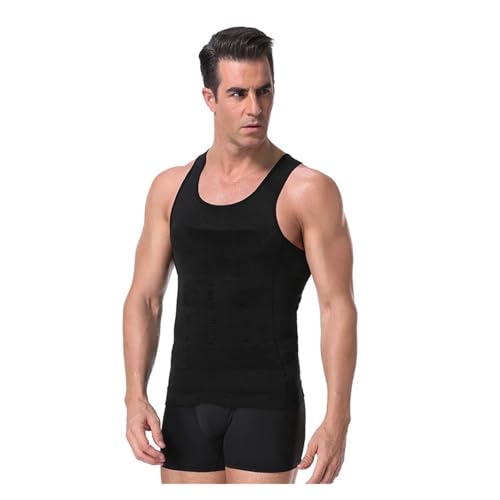Camiseta Reductora Hombre Faja moldeadora for hombre, corsé adelgazante for el cuerpo, camisa de compresión for Abdomen, Control del vientre, ropa interior cintura delgada, chaleco deportivo(Black,S)