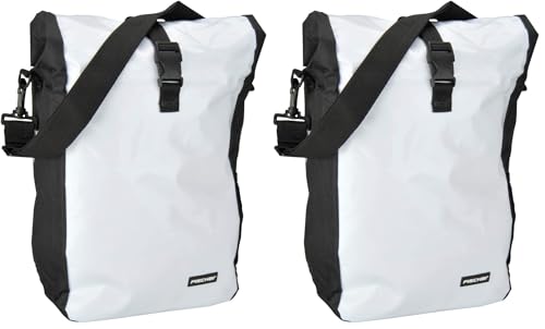 FISCHER Gepäckträgertasche, Fahrradtasche, wasserdicht, 18 Liter, weiß