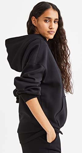 Image of LEOTUDE Women's Loose Fit Drop Shoulder Hooded Neck Loopknit Sweatshirt (Color Maroon)