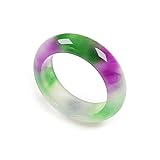 DNTENG 100% Real Stone Jade Band Ring, Natural Jade Rings for Women Gemstone Ring Jewelry Gift, Size