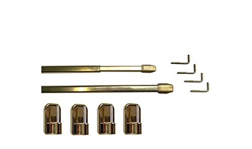 tilldekor Vitragestange, ausziehbare Gardinenstange, messing-glanz, 100-190 cm flach-oval, 2 Stück, inkl. 4 Schraubhaken und 4 Selbstklebehaken