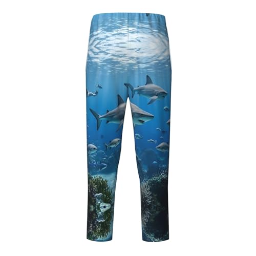 Pajama Pants Pajama Bottoms with Elastic Waistband Sleepwear Lounge Pants, Ocean Sharks2